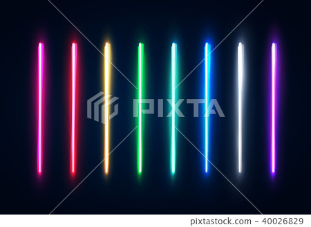 Halogen or led light lamps elements pack for night party or game design. Neon light tubes set 40026829