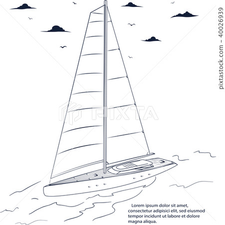 Yacht race poster design with sail boat sketch Yacht race poster design with sail boat sketch 40026939