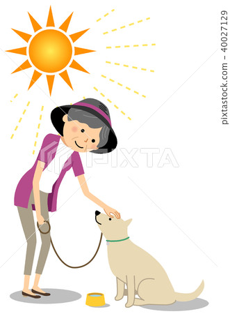 老年婦女中暑措施狗步行 40027129