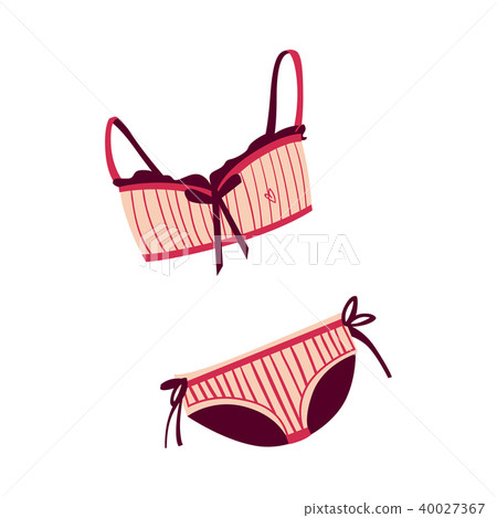 Vector cartoon beach pink two-piece swimsuit icon 40027367