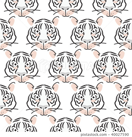 Seamless pattern with tiger heads fashion background. Seamless pattern with tiger heads fashion background. 40027590