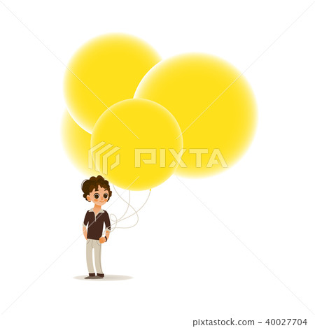 Vector flat boy child air balloon, funny hat 40027704