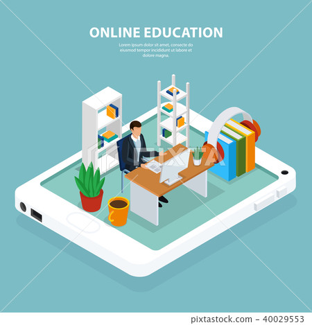 online education isometric illustration stock illustration isometric illustration