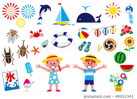 Summer vacation illustration set Summer vacation illustration set 40032341