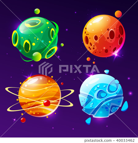 Vector cartoon planets for game design set 40033462