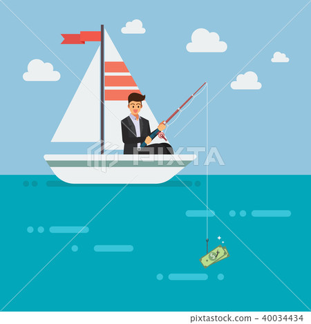 Businessman fishing money Businessman fishing money 40034434