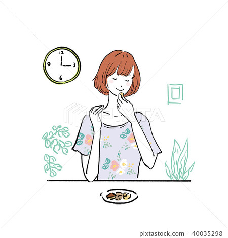 Woman eating nuts Woman eating nuts 40035298