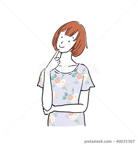 Thinking woman illustration - Stock Illustration [40035307] - PIXTA