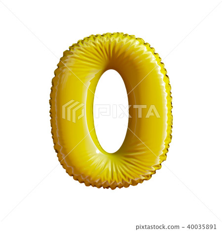 Number 0 zero of gold balloons on a white background. 40035891