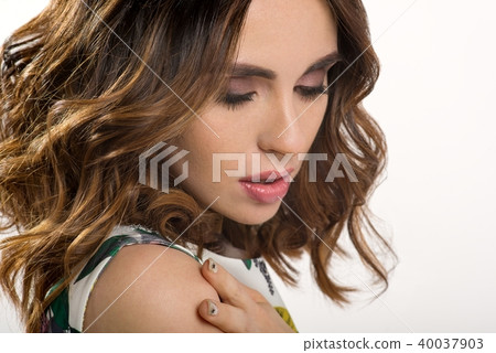 Hair. Beauty portrait of brunette Hair. Beauty portrait of brunette 40037903