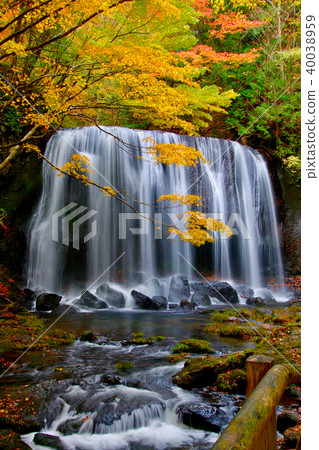 Tatsusawa Fudo Waterfall (Fukushima Prefecture, Inawashiro Town) in Autumn 40038959
