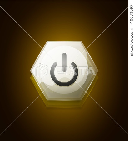 Glass transparent effect power start button, on off icon, vector UI or app symbol design 40038997