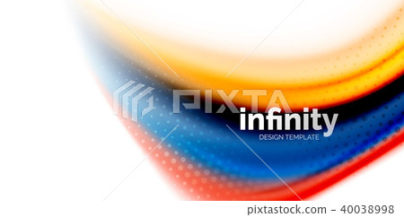 Vector 3d fluid colors wave background, flowing abstract shape with dotted texture, liquid mixed 40038998