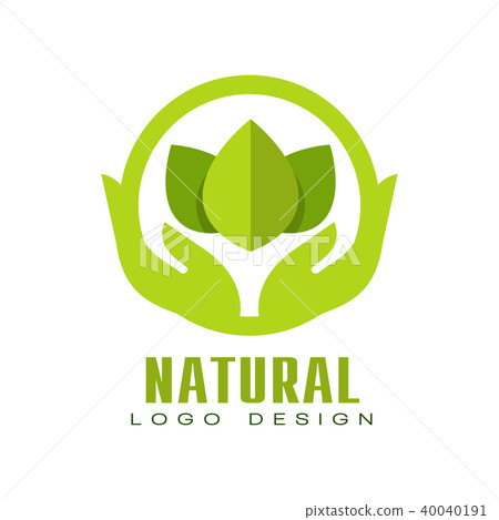 Natural logo design, healthy organic food label... - Stock Illustration ...