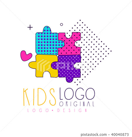 Kids club logo original design, bright badge for kids club, toys shop, baby shop vector Illustration 40040873