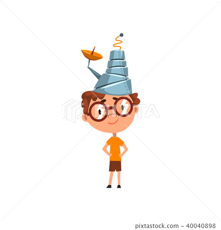 Cute kid in fantastic headdress with antenna,... - Stock Illustration  [40040898] - PIXTA