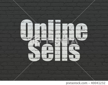 Advertising concept: Online Sells on wall background 40041232