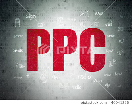 Advertising concept: PPC on Digital Data Paper background 40041236
