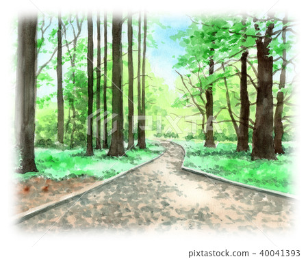 Shinjuku Gyoen Forest painted by watercolor 40041393