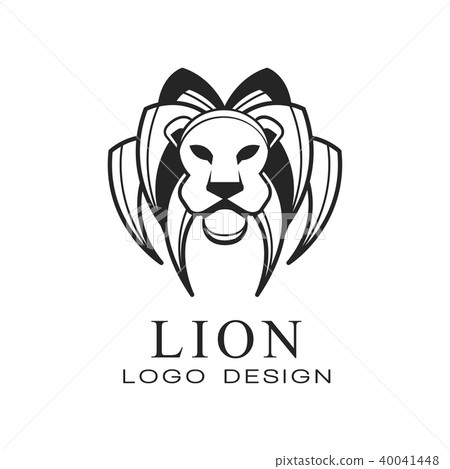 Lion logo, black and white design element for poster, banner, embem, badge, tattoo, t shirt print 40041448