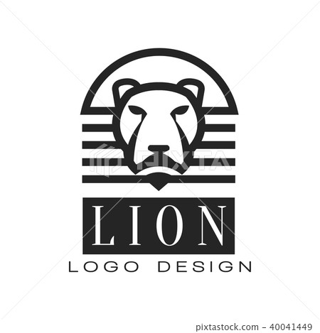 Lion logo design, monochrome element for poster, banner, embem, badge,  tattoo, t shirt print vector Illustration on a white background Stock  Vector