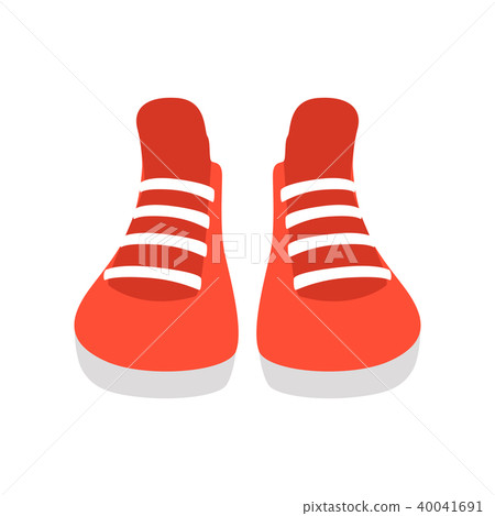 Red sneakers vector Illustration on a white... - Stock Illustration ...