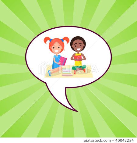 Happy International Kids Reading Books Vector Happy International Kids Reading Books Vector 40042284