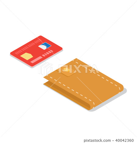 Credit Card and Leather Wallet Isometric Vector - Stock Illustration ...