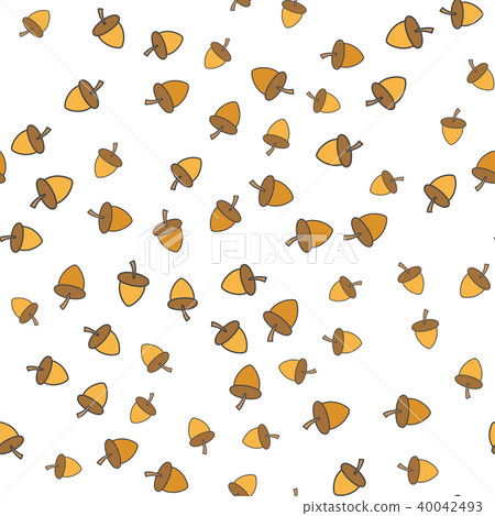 Acorns Flat Vector Seamless Pattern on White Acorns Flat Vector Seamless Pattern on White 40042493