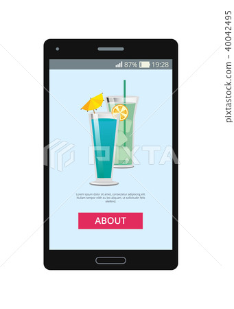 Cocktail Shown on Mobile Phone Vector Illustration Cocktail Shown on Mobile Phone Vector Illustration 40042495