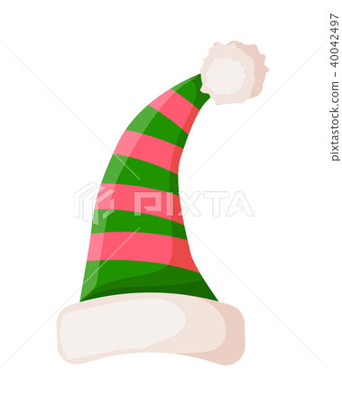 Elf Striped Hat with White Trim Isolated. Vector Elf Striped Hat with White Trim Isolated. Vector 40042497