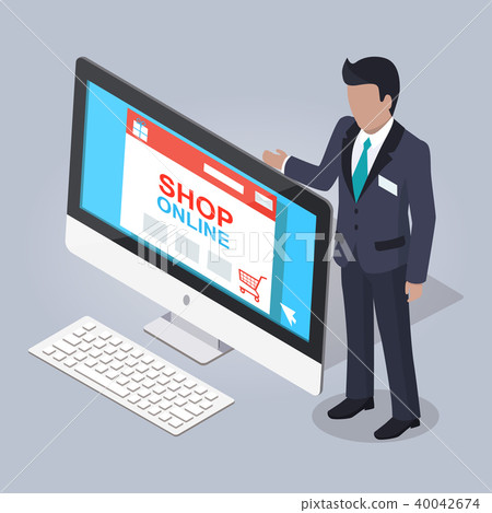 Online Shopping Website Illustrated on Monitor Online Shopping Website Illustrated on Monitor 40042674