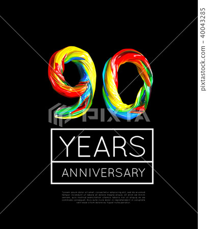 90th Anniversary, congratulation for company or person on black background 40043285