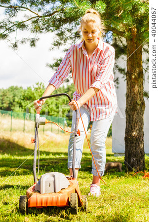 mowing the yard