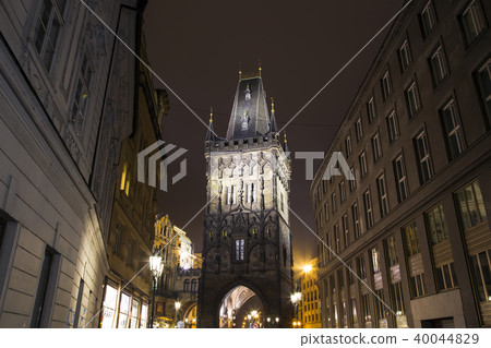 Powder tower (gate) at evening in Prague Powder tower (gate) at evening in Prague 40044829