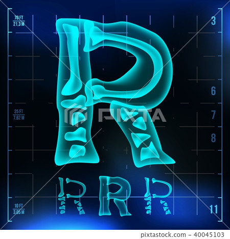 R Letter Vector. Capital Digit. Roentgen X-ray Font Light Sign. Medical Radiology Neon Scan Effect R Letter Vector. Capital Digit. Roentgen X-ray Font Light Sign. Medical Radiology Neon Scan Effect 40045103
