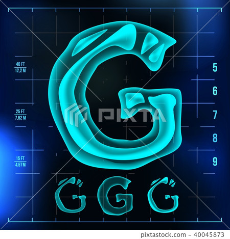 G Letter Vector. Capital Digit. Roentgen X-ray Font Light Sign. Medical Radiology Neon Scan Effect 40045873
