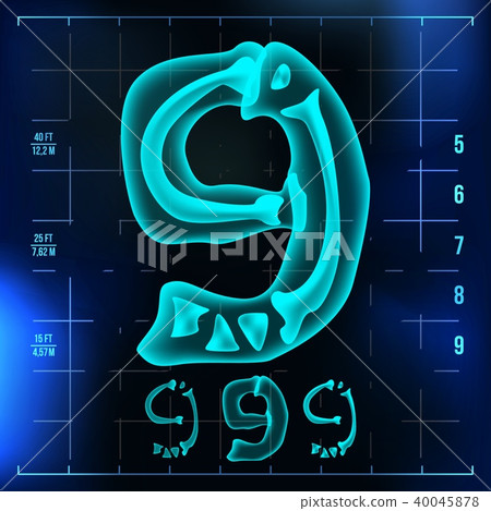 9 Number Vector. Nine Roentgen X-ray Font Light Sign. Medical Radiology Neon Scan Effect. Alphabet 9 Number Vector. Nine Roentgen X-ray Font Light Sign. Medical Radiology Neon Scan Effect. Alphabet 40045878