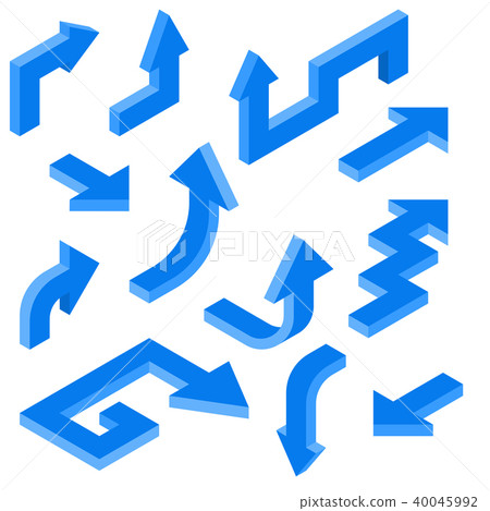 Blue arrows. Isometric set of 3d icons - Stock Illustration [40045992 ...