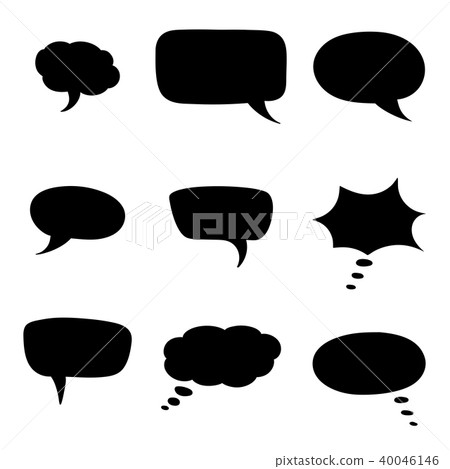 Speech bubbles. Black silhouette icons - Stock Illustration [40046146 ...