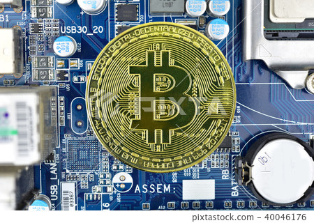 Gold bitcoin and motherboard Gold bitcoin and motherboard 40046176