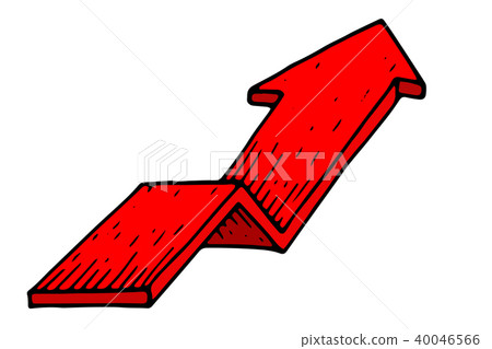Arrow. Red UP icon. Hand drawn sketch 40046566