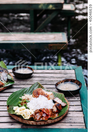 Meal set of traditional Filippino Food, side view 40046639