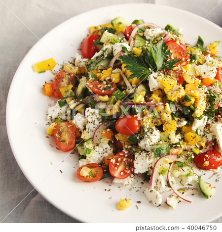 Colorful vegetable mix. Simple low calories salad. Colorful vegetable mix. Simple low calories salad. 40046750