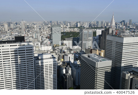 日本的東京都市風景觀看東京天空樹和東京鐵塔等的都市風景 照片素材 圖片 圖庫