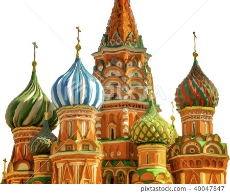 brush strokes painting of St Basil's Cathedral brush strokes painting of St Basil's Cathedral 40047847