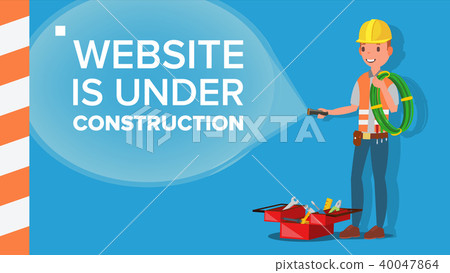 Website Under Construction Vector. Error Website Page. Coming Soon. Flat Illustration 40047864