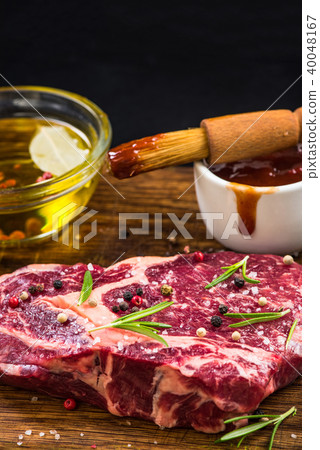 Beef steak in marinate for barbecue Beef steak in marinate for barbecue 40048167