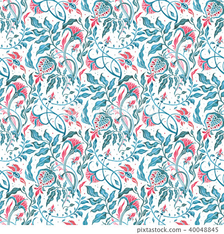 Hand Drawn seamless pattern of Abstract Flowers - Stock Illustration ...