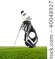 Golf equipment ball golf bag isolated on green 40048927